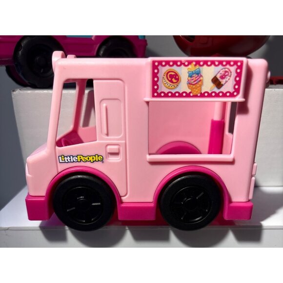 Little People Toy Set Of 3 Blue Truck Red Helicopter & Pink Ice Cream Truck - Picture 2 of 10